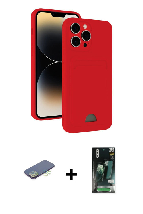 ieg™ iPhone 13 Pro Max Kılıf Vadi Çizgi Prime - Şeffaf 360 Full Body Arka Koruyucu + Yeşil Renkli Ka