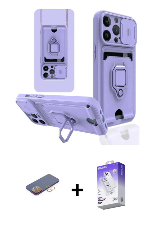 ieg™ iPhone 13 Pro Max Kılıf Vadi Form Prime - Siyah Bilvis 5in1 3D Magic Cam Ekran Koruyucu + Turun