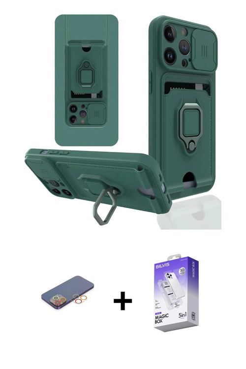 ieg™ iPhone 13 Pro Max Kılıf Vadi Form Prime - Siyah Bilvis 5in1 3D Magic Cam Ekran Koruyucu + Turun