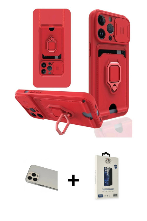 ieg™ iPhone 13 Pro Max Kılıf Vadi Form Prime - Siyah Bilvis Hayalet Cam Ekran Koruyucu + Rose Gold R