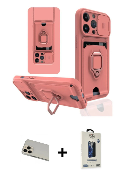 ieg™ iPhone 13 Pro Max Kılıf Vadi Form Prime - Siyah Bilvis Hayalet Cam Ekran Koruyucu + Rose Gold R