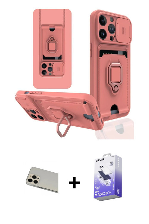 ieg™ iPhone 13 Pro Max Kılıf Vadi Form Prime - Siyah Bilvis 5in1 5D Magic Hayalet Cam Ekran Koruyucu