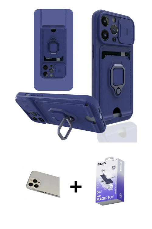 ieg™ iPhone 13 Pro Max Kılıf Vadi Form Prime - Siyah Bilvis 5in1 5D Magic Hayalet Cam Ekran Koruyucu