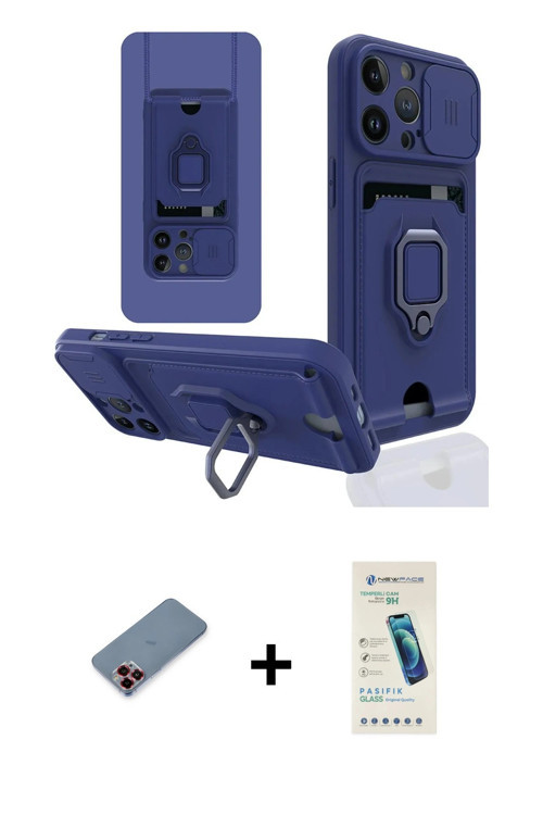 ieg™ iPhone 13 Pro Max Kılıf Vadi Form Prime - Şeffaf Pasifik Cam Ekran Koruyucu + Kırmızı Metal Kam
