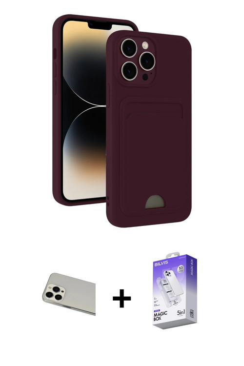 ieg™ iPhone 13 Pro Max Kılıf Vadi Çizgi Prime - Siyah Bilvis 5in1 3D Magic Cam Ekran Koruyucu + Beya