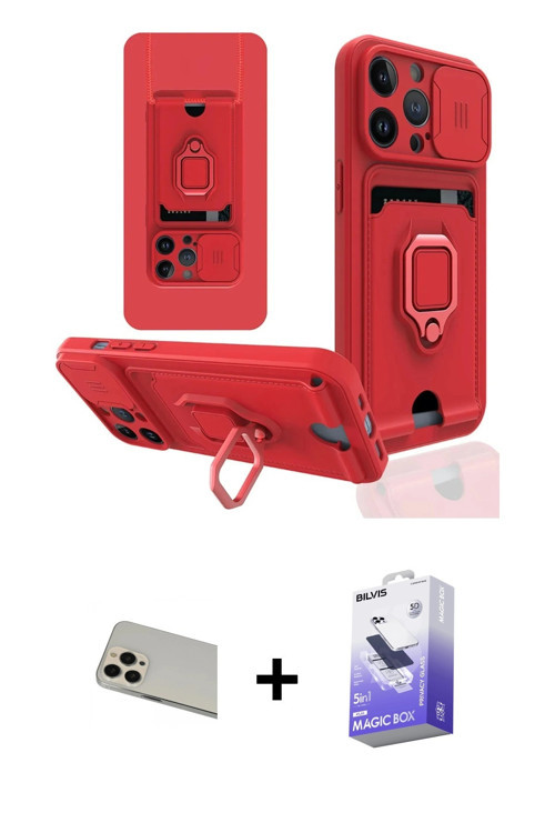 ieg™ iPhone 13 Pro Max Kılıf Vadi Form Prime - Siyah Bilvis 5in1 5D Magic Hayalet Cam Ekran Koruyucu
