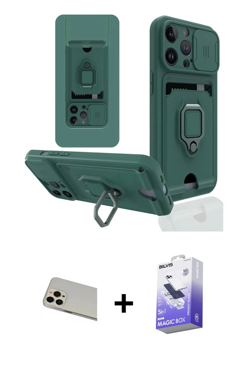 ieg™ iPhone 13 Pro Max Kılıf Vadi Form Prime - Siyah Bilvis 5in1 5D Magic Hayalet Cam Ekran Koruyucu