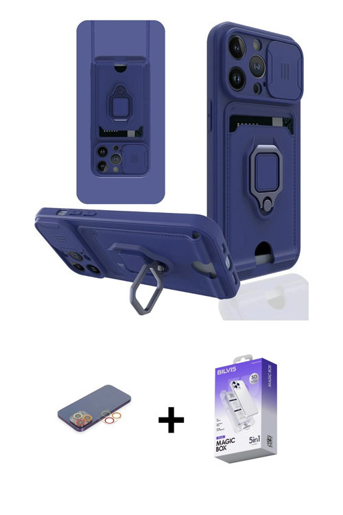ieg™ iPhone 13 Pro Max Kılıf Vadi Form Prime - Siyah Bilvis 5in1 3D Magic Cam Ekran Koruyucu + Turun