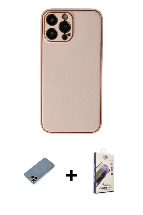 ieg™ iPhone 13 Pro Max Kılıf Yadigar Klasik - Siyah Bilvis 3D Mat Cam Ekran Koruyucu + Mor Metal Kam