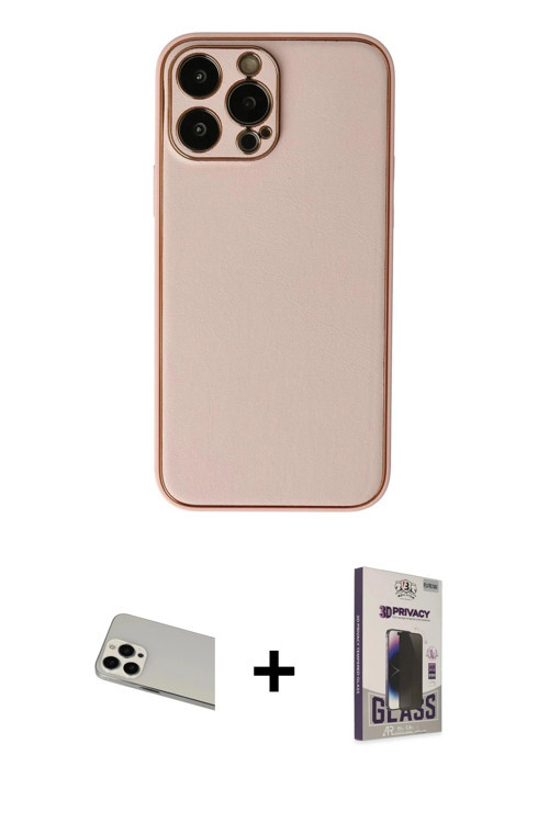 ieg™ iPhone 13 Pro Max Kılıf Yadigar Klasik - Siyah Bilvis Hayalet Cam Ekran Koruyucu + Beyaz Rainbo