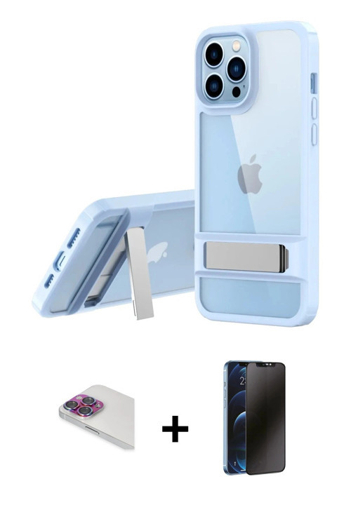 ieg™ iPhone 13 Pro Max Kılıf Yadigar Yansıma - Siyah 3D Antistatik Hayalet Cam Ekran Koruyucu + Gökk