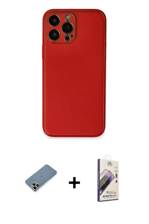 ieg™ iPhone 13 Pro Max Kılıf Yadigar Klasik - Siyah Bilvis 3D Mat Cam Ekran Koruyucu + Mor Metal Kam
