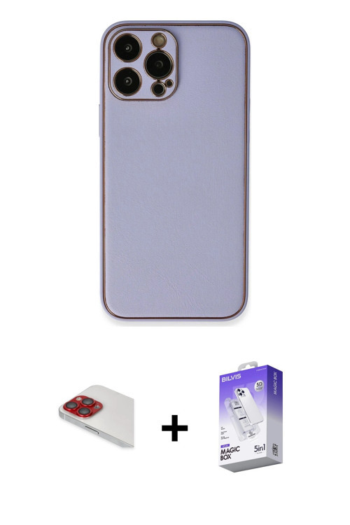 ieg™ iPhone 13 Pro Max Kılıf Yadigar Klasik - Siyah Bilvis 5in1 3D Magic Cam Ekran Koruyucu + Kırmız