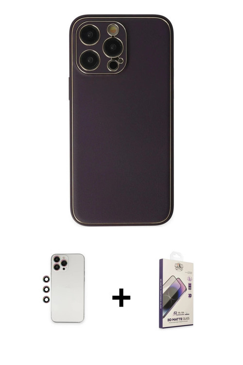 ieg™ iPhone 13 Pro Max Kılıf Yadigar Klasik - Siyah Bilvis 3D Mat Cam Ekran Koruyucu + Gökkuşağı Shi