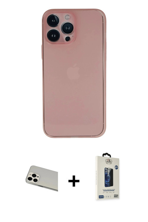 ieg™ iPhone 13 Pro Max Kılıf Yadigar Yansıma Serisi - Siyah Bilvis Hayalet Cam Ekran Koruyucu + Beya
