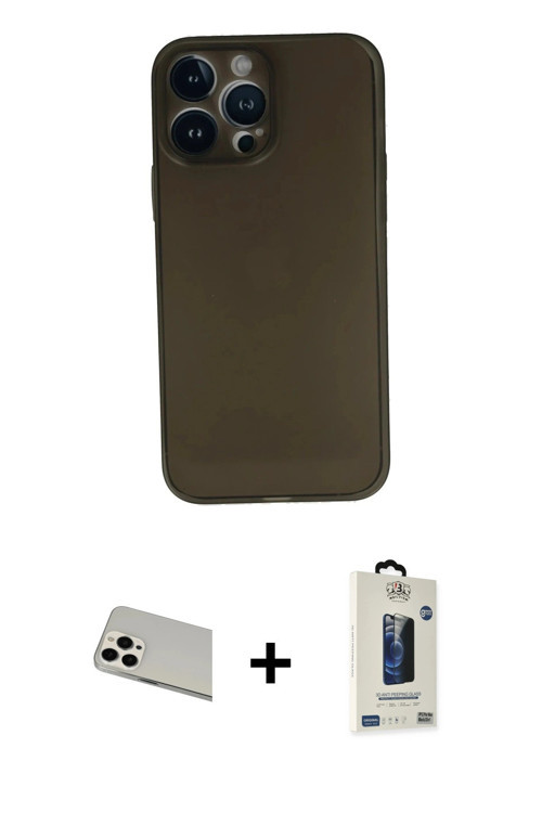 ieg™ iPhone 13 Pro Max Kılıf Yadigar Yansıma Serisi - Siyah Bilvis Hayalet Cam Ekran Koruyucu + Beya
