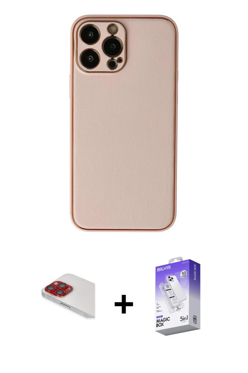 ieg™ iPhone 13 Pro Max Kılıf Yadigar Klasik - Siyah Bilvis 5in1 3D Magic Cam Ekran Koruyucu + Kırmız