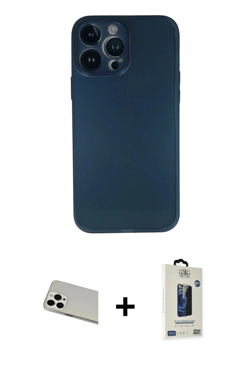 ieg™ iPhone 13 Pro Max Kılıf Yadigar Yansıma Serisi - Siyah Bilvis Hayalet Cam Ekran Koruyucu + Beya