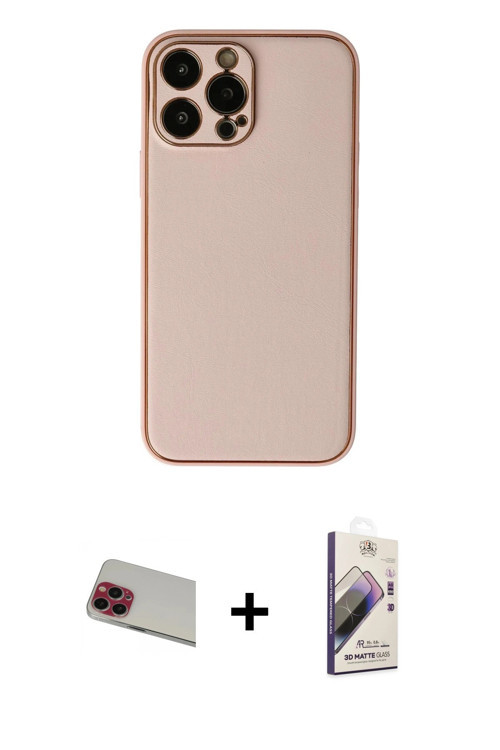 ieg™ iPhone 13 Pro Max Kılıf Yadigar Klasik - Siyah Bilvis 3D Mat Cam Ekran Koruyucu + Kırmızı Rainb
