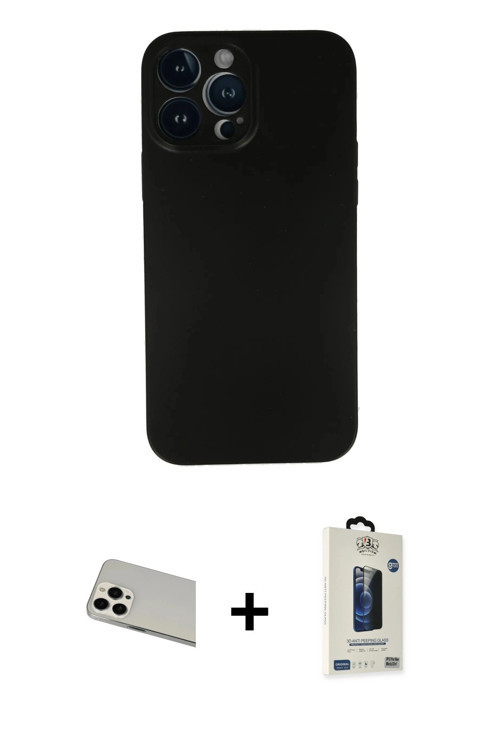 ieg™ iPhone 13 Pro Max Kılıf Yadigar Yansıma Serisi - Siyah Bilvis Hayalet Cam Ekran Koruyucu + Beya
