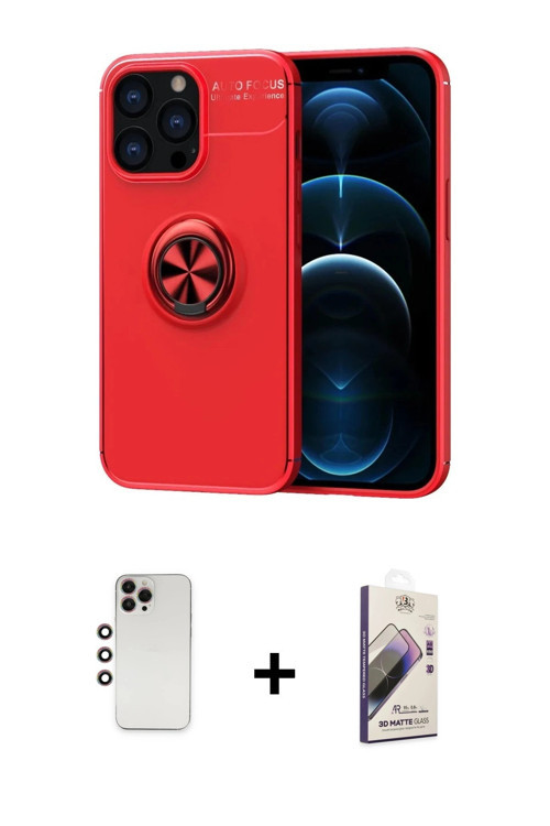 ieg™ iPhone 13 Pro Max Kılıf Yankı Form Prime - Siyah Bilvis 3D Mat Cam Ekran Koruyucu + Gökkuşağı S