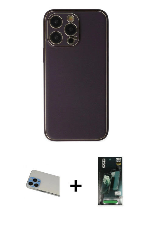 ieg™ iPhone 13 Pro Max Kılıf Yadigar Klasik - Şeffaf 360 Full Body Arka Koruyucu + Mavi Rainbow Kame