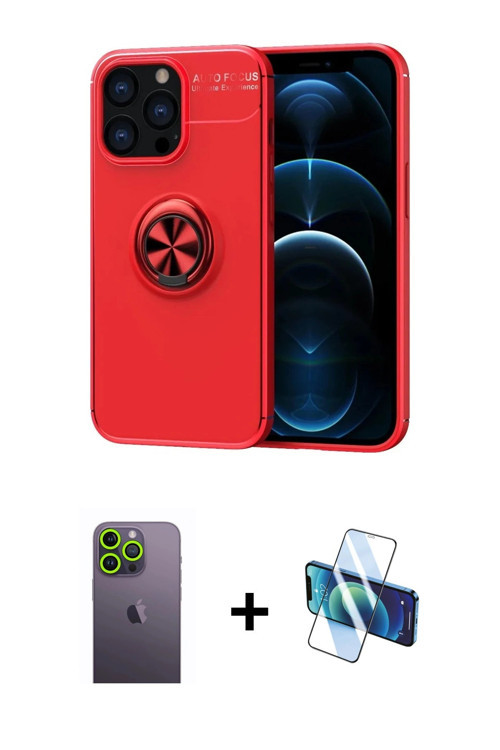 ieg™ iPhone 13 Pro Max Kılıf Yankı Form Prime - Siyah 3D Antistatik Cam Ekran Koruyucu + Yeşil Neon