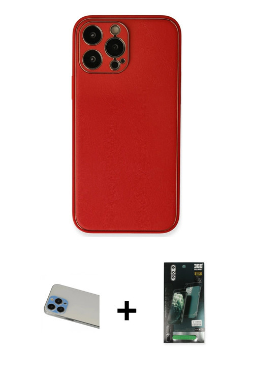 ieg™ iPhone 13 Pro Max Kılıf Yadigar Klasik - Şeffaf 360 Full Body Arka Koruyucu + Mavi Rainbow Kame