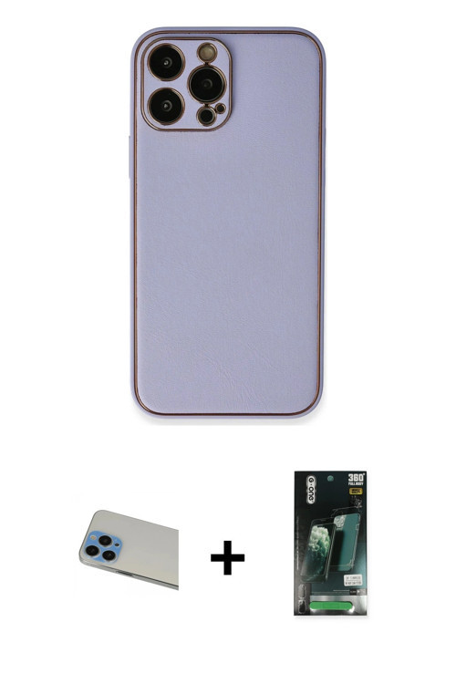 ieg™ iPhone 13 Pro Max Kılıf Yadigar Klasik - Şeffaf 360 Full Body Arka Koruyucu + Mavi Rainbow Kame