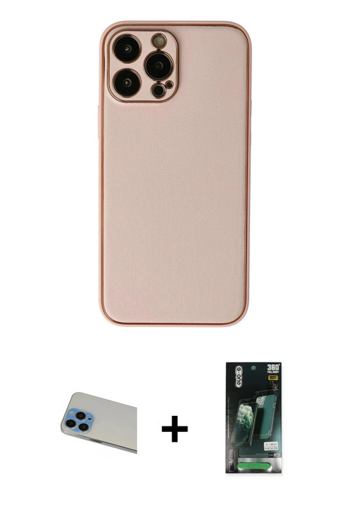 ieg™ iPhone 13 Pro Max Kılıf Yadigar Klasik - Şeffaf 360 Full Body Arka Koruyucu + Mavi Rainbow Kame
