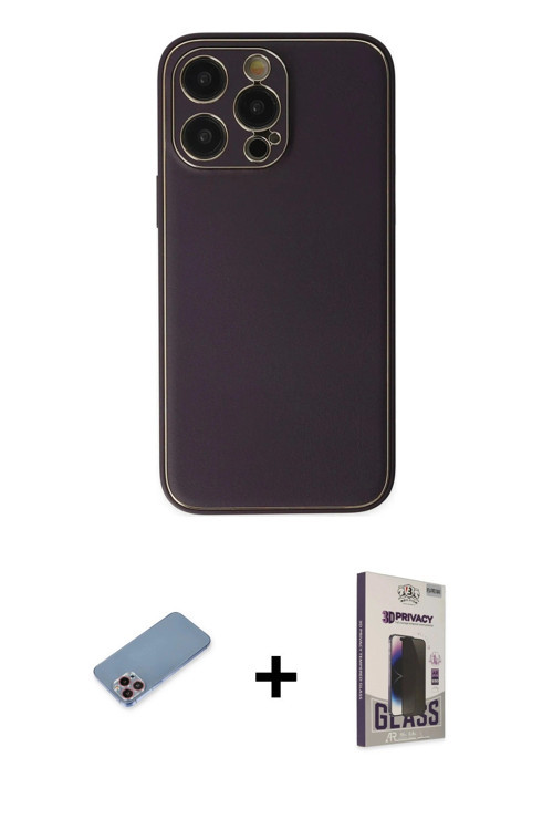 ieg™ iPhone 13 Pro Max Kılıf Yadigar Klasik - Siyah Bilvis Hayalet Cam Ekran Koruyucu + Pembe Shine