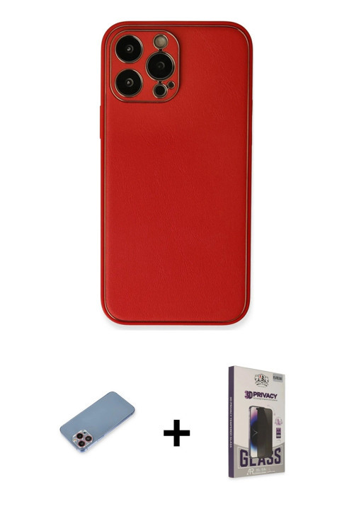 ieg™ iPhone 13 Pro Max Kılıf Yadigar Klasik - Siyah Bilvis Hayalet Cam Ekran Koruyucu + Pembe Shine