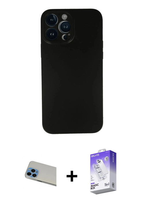 iPhone 13 Pro Max Kılıf Yadigar Yansıma Serisi - Siyah Bilvis 5in1 3D Magic Cam Ekran Koruyucu