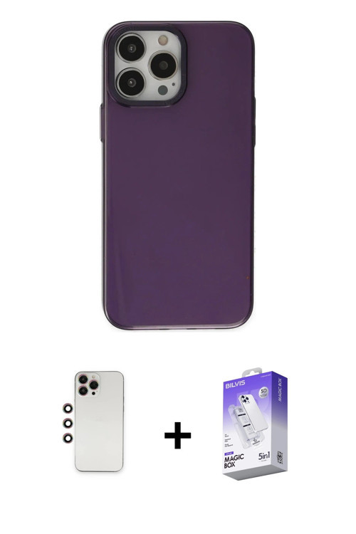 ieg™ iPhone 13 Pro Max Kılıf Zirve Doku Koleksiyonu - Siyah Bilvis 5in1 3D Magic Cam Ekran Koruyucu