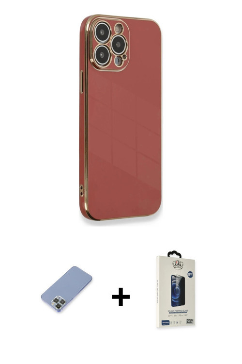 ieg™ iPhone 13 Pro Max Kılıf Yankı Serisi - Siyah Bilvis Hayalet Cam Ekran Koruyucu + Koyu Yeşil Met