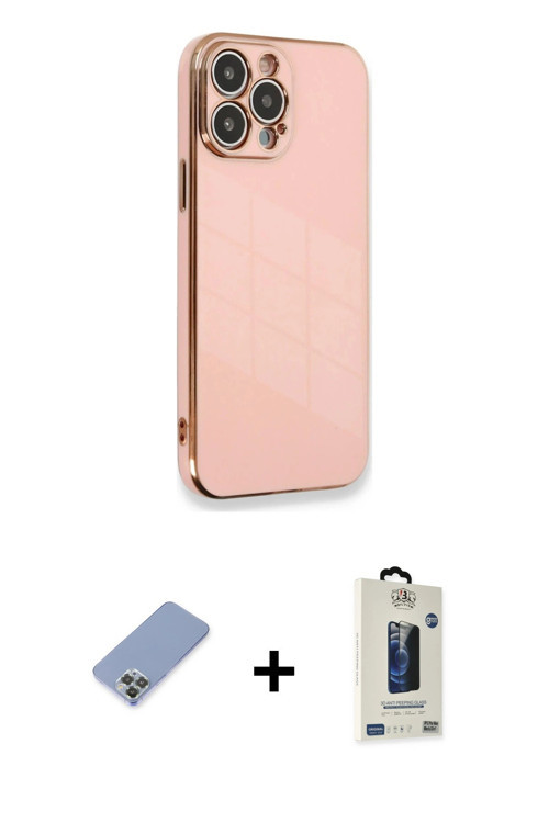 ieg™ iPhone 13 Pro Max Kılıf Yankı Serisi - Siyah Bilvis Hayalet Cam Ekran Koruyucu + Koyu Yeşil Met