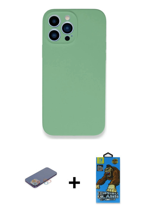 ieg™ iPhone 13 Pro Max Kılıf Zirve Modern Özel Seri - Siyah 18D Cam Ekran Koruyucu + Pembe Renkli Ka