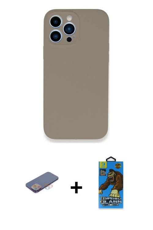 ieg™ iPhone 13 Pro Max Kılıf Zirve Modern Özel Seri - Siyah 18D Cam Ekran Koruyucu + Pembe Renkli Ka