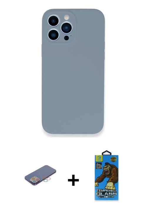 ieg™ iPhone 13 Pro Max Kılıf Zirve Modern Özel Seri - Siyah 18D Cam Ekran Koruyucu + Pembe Renkli Ka