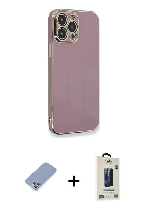 ieg™ iPhone 13 Pro Max Kılıf Yankı Serisi - Siyah Bilvis Hayalet Cam Ekran Koruyucu + Koyu Yeşil Met