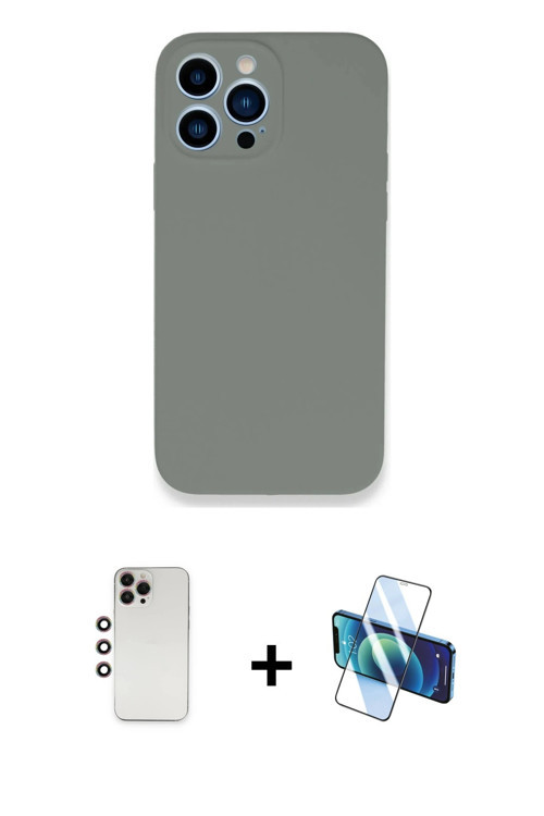 ieg™ iPhone 13 Pro Max Kılıf Zirve Modern Özel Seri - Siyah 3D Antistatik Cam Ekran Koruyucu + Gökku