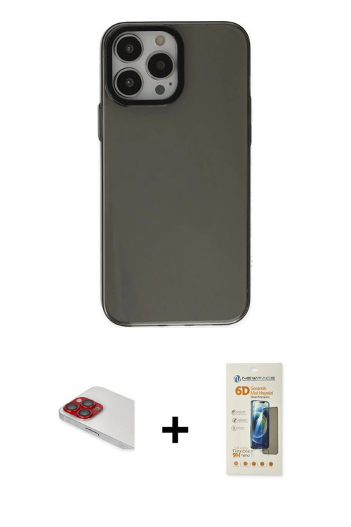 ieg™ iPhone 13 Pro Max Kılıf Zirve Doku Koleksiyonu - Siyah 6D Mat Seramik Hayalet Nano Ekran Koruyu
