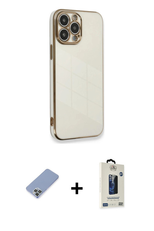 ieg™ iPhone 13 Pro Max Kılıf Yankı Serisi - Siyah Bilvis Hayalet Cam Ekran Koruyucu + Koyu Yeşil Met