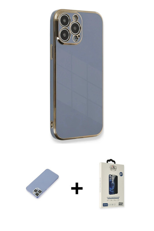 ieg™ iPhone 13 Pro Max Kılıf Yankı Serisi - Siyah Bilvis Hayalet Cam Ekran Koruyucu + Koyu Yeşil Met