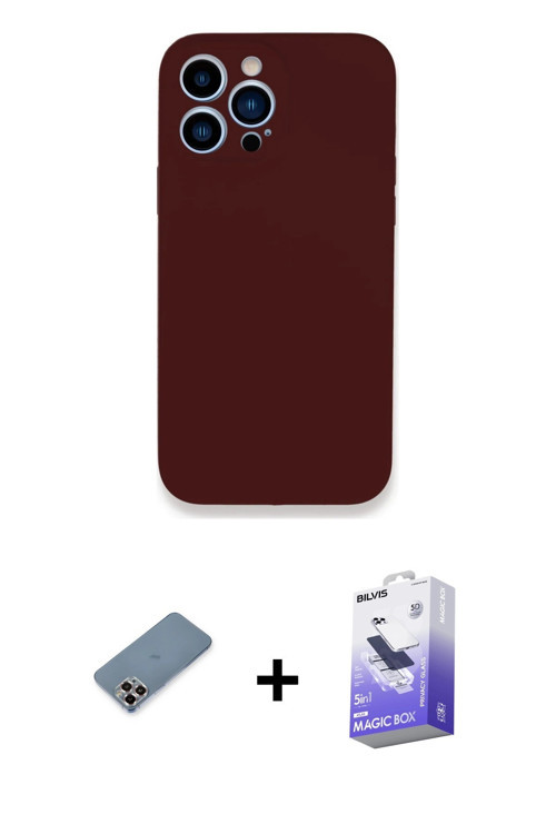 iPhone 13 Pro Max Kılıf Zirve Modern Özel Seri - Siyah Bilvis 5in1 5D Magic Hayalet Cam Ekran K