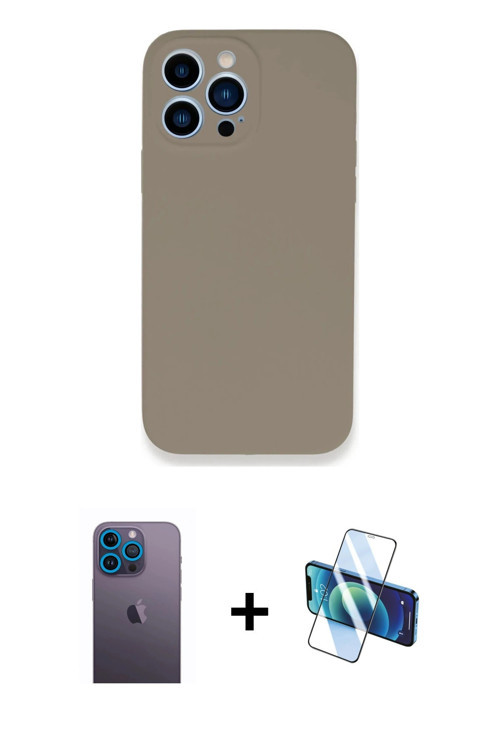 ieg™ iPhone 13 Pro Max Kılıf Zirve Modern Özel Seri - Siyah 3D Antistatik Cam Ekran Koruyucu + Mavi