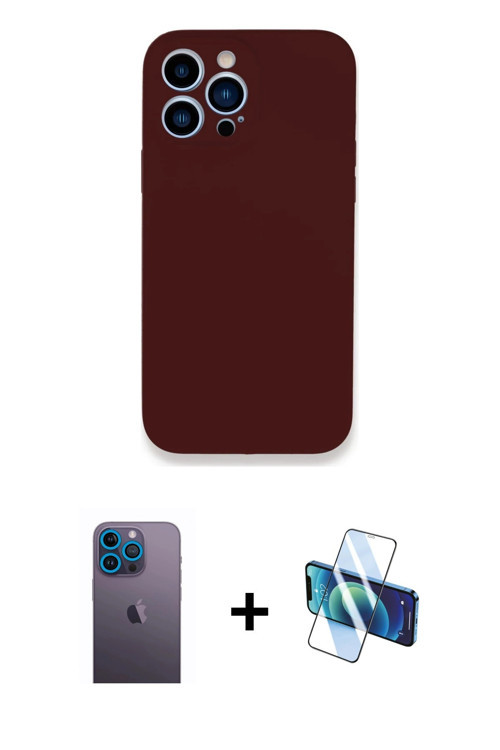 ieg™ iPhone 13 Pro Max Kılıf Zirve Modern Özel Seri - Siyah 3D Antistatik Cam Ekran Koruyucu + Mavi