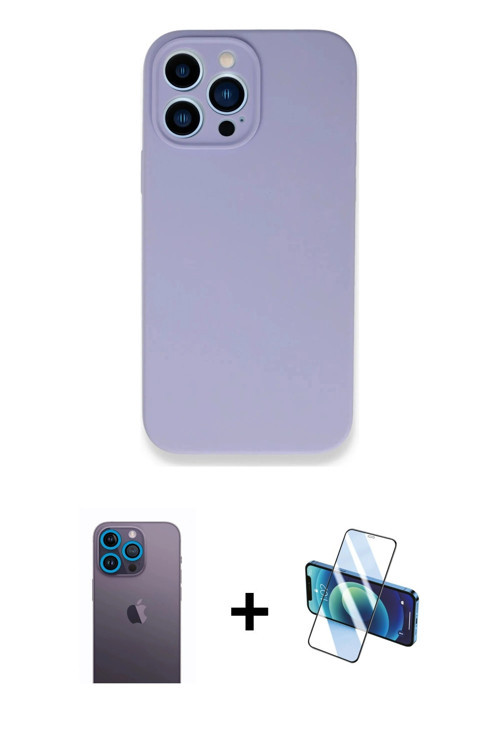 ieg™ iPhone 13 Pro Max Kılıf Zirve Modern Özel Seri - Siyah 3D Antistatik Cam Ekran Koruyucu + Mavi