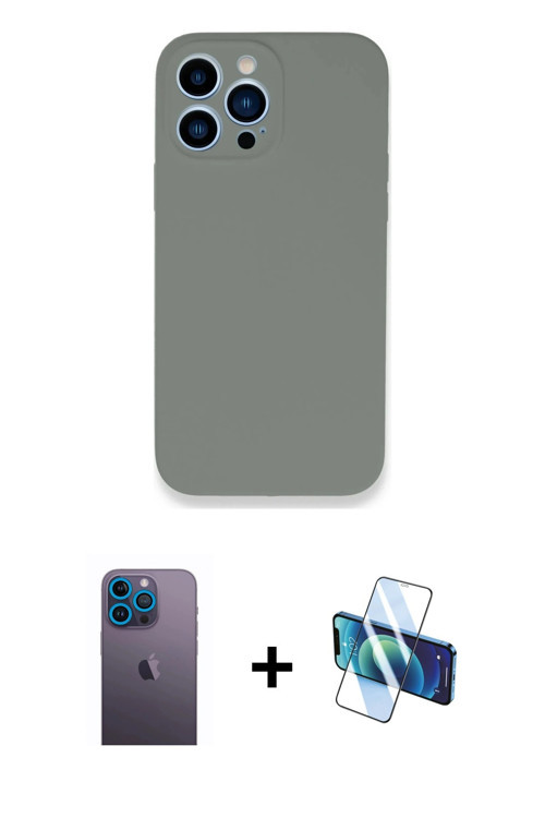 ieg™ iPhone 13 Pro Max Kılıf Zirve Modern Özel Seri - Siyah 3D Antistatik Cam Ekran Koruyucu + Mavi