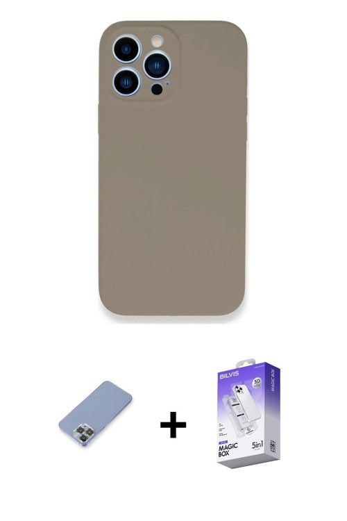 iPhone 13 Pro Max Kılıf Zirve Modern Özel Seri - Siyah Bilvis 5in1 3D Magic Cam Ekran Koruyucu